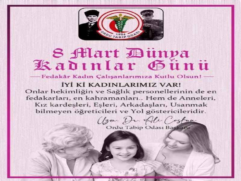 UZM.DR.ALİ COŞKUNDAN 8 MART DÜNYA KADINLAR GÜNÜ KUTLAMA MESAJI