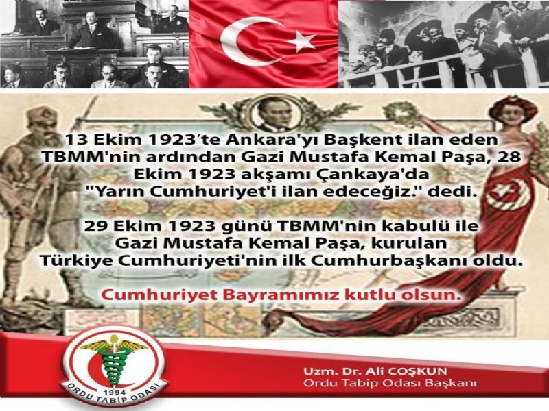 29 EKİM CUMHURİYET BAYRAMI KUTLAMA MESAJI