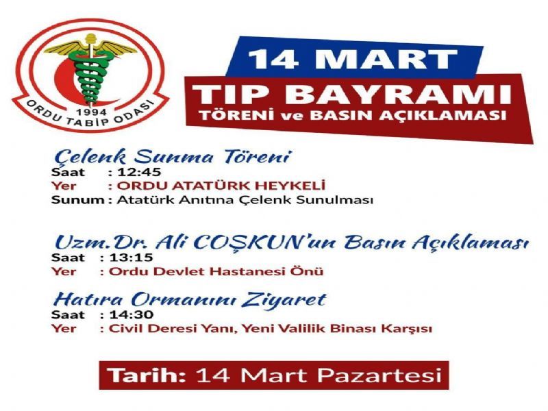 14 mart tıp bayramı etkinliği programı